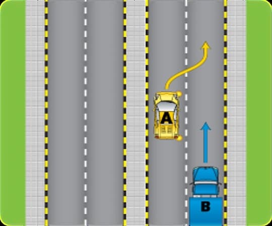 Which driver needs to do a head check to see the other vehicle?