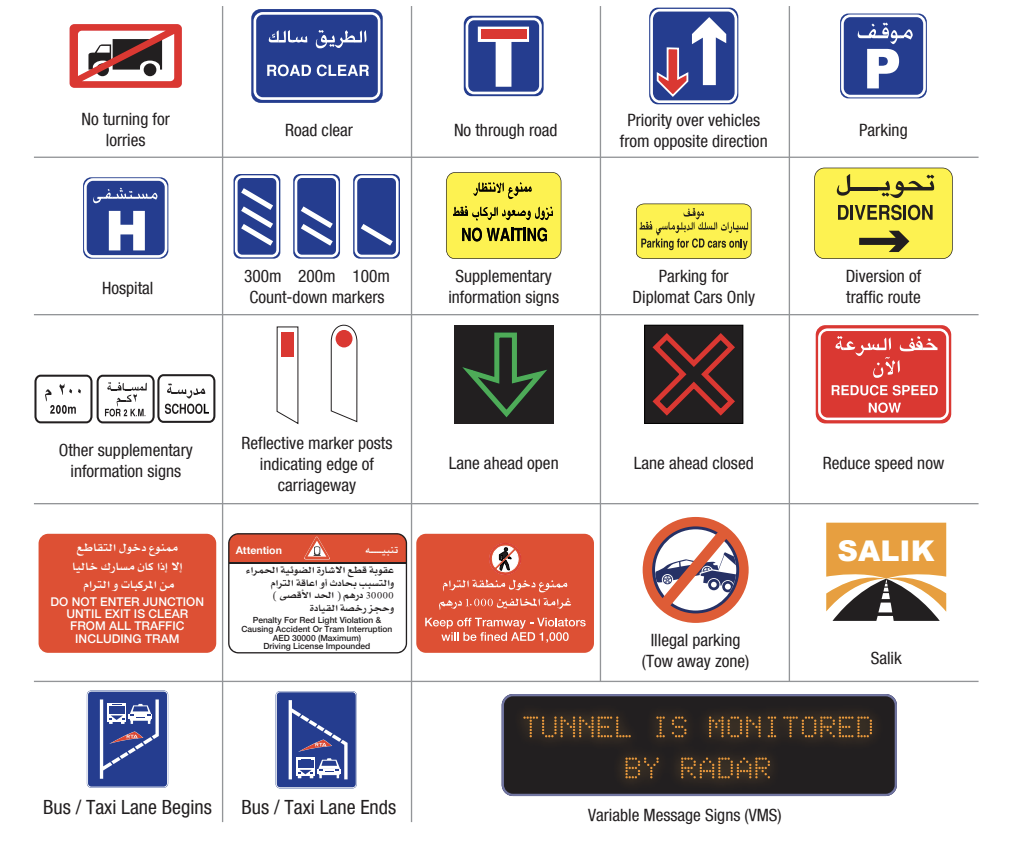 important road signs dubai